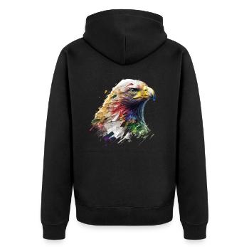 Königlicher Adler: Ein ölgemaltes Meisterwerk - Unisex Premium Bio Zip Hoodie - Schwarz - Hinten - Nico (187cm)