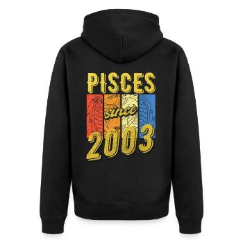 Fische 2003 Geburtstag Sternzeichen Geschenk - Unisex Premium Bio Zip Hoodie - Schwarz - Hinten - Nico (187cm)