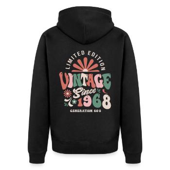 1968 Anniversaire 1968 vintage - Veste à capuche bio Premium Unisexe - noir - Dos - Nico (187cm)