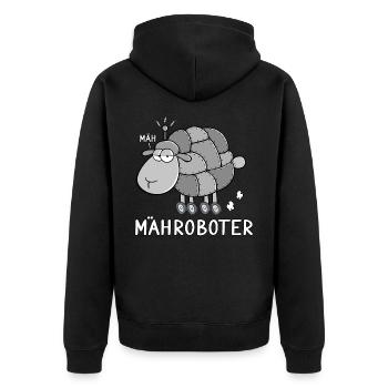 Mähroboter - Unisex Premium Bio Zip Hoodie - Schwarz - Hinten - Nico (187cm)