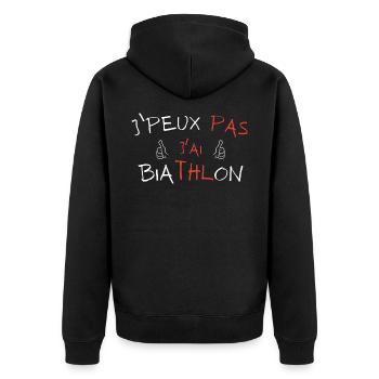 I can't I have Biathlon - Unisex Premium Organic Zip Hoodie - black - Back - Nico (187cm)