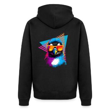 Penguin with sunglasses 80s style - Unisex Premium Organic Zip Hoodie - black - Back - Nico (187cm)