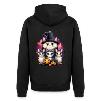 Halloween Chats Sorcières Citrouille Costume Effrayant - Veste à capuche bio Premium Unisexe - noir - Dos - Nico (187cm)