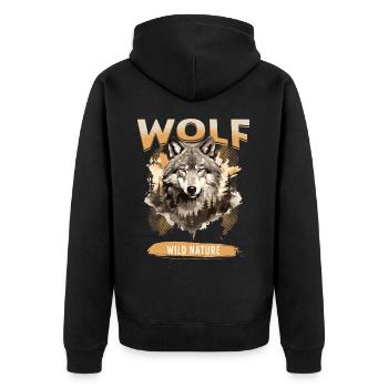 Loup tête de loup Nature nature sauvage aventure forêt Art - Veste à capuche bio Premium Unisexe - noir - Dos - Nico (187cm)