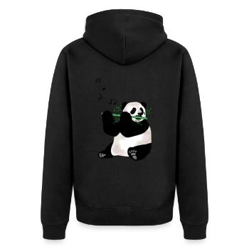 Panda qui joue de la flûte - Veste à capuche bio Premium Unisexe - noir - Dos - Nico (187cm)
