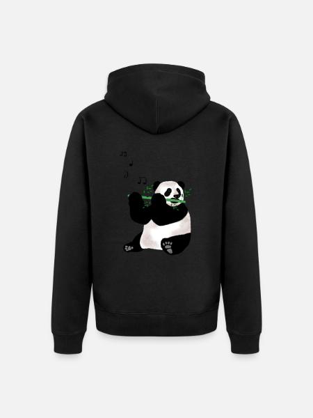 Panda spielt Flöte - Unisex Premium Bio Zip Hoodie -