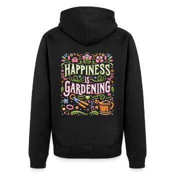 Glück ist Gartenarbeit - Unisex Premium Bio Zip Hoodie - Schwarz - Hinten - Nico (187cm)