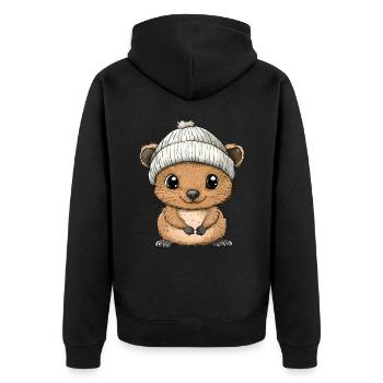 Quokka mignon mignon bébé enfants animal dessin animé - Veste à capuche bio Premium Unisexe - noir - Dos - Nico (187cm)