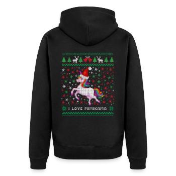 XMAS Einhorn: Magische Weihnachten - Unisex Premium Bio Zip Hoodie - Schwarz - Hinten - Nico (187cm)