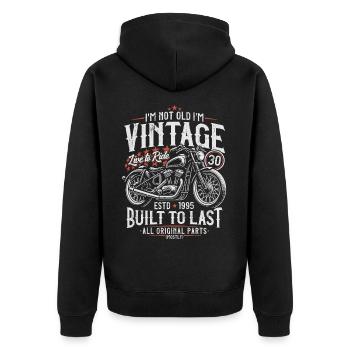 1995 Vintage Born Motorcycle Birthday Gift - Unisex Premium Organic Zip Hoodie - black - Back - Nico (187cm)