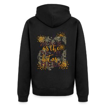 Black like devil-hot like hell- Coffee- Kaffee - Unisex Premium Bio Zip Hoodie - Schwarz - Hinten - Nico (187cm)