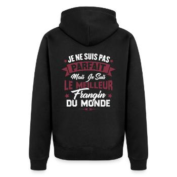 Pas parfait mais le meilleur frangin du monde - Veste à capuche bio Premium Unisexe - noir - Dos - Nico (187cm)