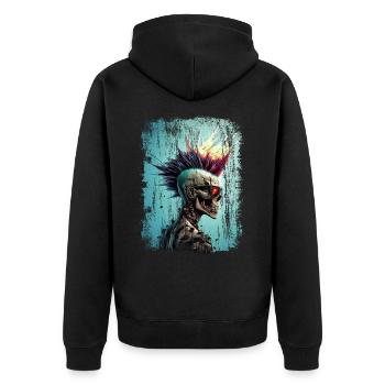 Punk Zombie Skull - Unisex Premium Bio Zip Hoodie - Schwarz - Hinten - Nico (187cm)