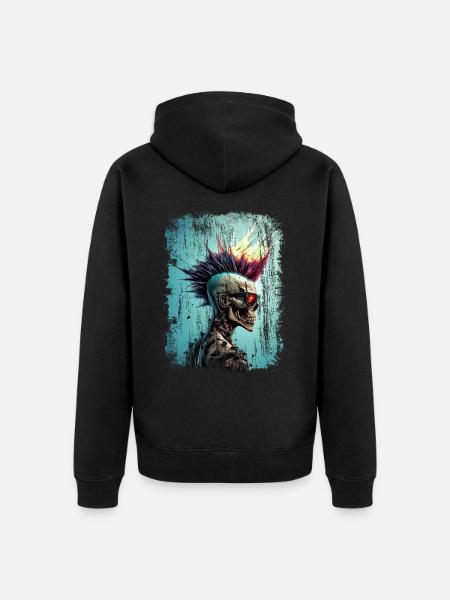 Punk Zombie Skull - Unisex Premium Organic Zip Hoodie - black
