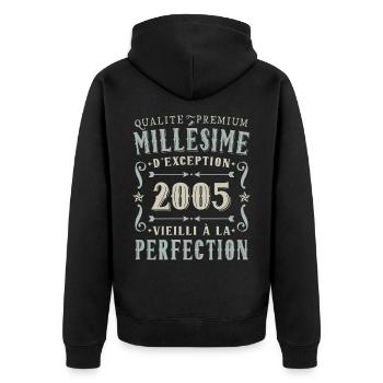 Anniversaire Millésime 2005 Vintage Fête - Veste à capuche bio Premium Unisexe - noir - Dos - Nico (187cm)
