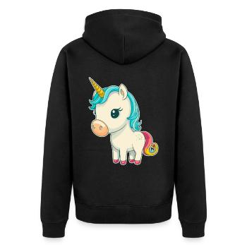 Einhorn Bunt Farben Süß Niedlich Cartoon Comic - Unisex Premium Bio Zip Hoodie - Schwarz - Hinten - Nico (187cm)