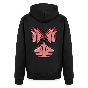 Schleife Rosa Pink - Geschenkschleife Geschenk - Unisex Premium Bio Zip Hoodie - Schwarz - Hinten - Nico (187cm)