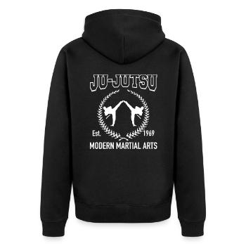 JuJutsu - Unisex Premium Bio Zip Hoodie - Schwarz - Hinten - Nico (187cm)
