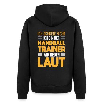 Handball Trainer Werden Laut Handballer Coach - Unisex Premium Bio Zip Hoodie - Schwarz - Hinten - Nico (187cm)