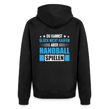 Handballer Handballspieler Glück Handball Spielen - Unisex Premium Bio Zip Hoodie - Schwarz - Hinten - Nico (187cm)