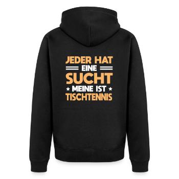 Tischtennis Spieler Match Sucht Tischtennisspielen - Unisex Premium Bio Zip Hoodie - Schwarz - Hinten - Nico (187cm)
