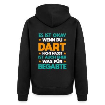 Dart Für Begabte Dartspieler Weltmeisterschaft - Unisex Premium Bio Zip Hoodie - Schwarz - Hinten - Nico (187cm)