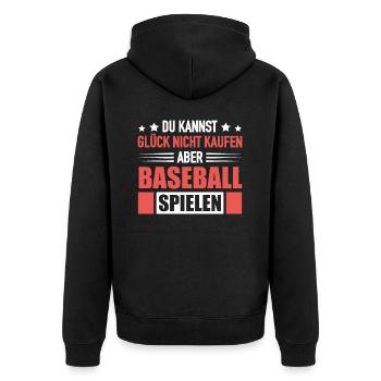 Baseballspieler Glück Kaufen Baseball Spielen - Unisex Premium Bio Zip Hoodie - Schwarz - Hinten - Nico (187cm)