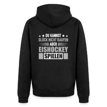 Eishockeyspieler Glück Kaufen Eishockey Spielen - Unisex Premium Bio Zip Hoodie - Schwarz - Hinten - Nico (187cm)