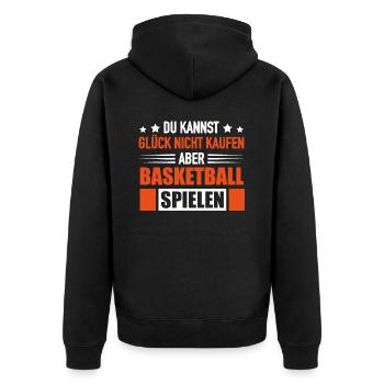 Basketballspieler Glück Kaufen Basketball Spielen - Unisex Premium Bio Zip Hoodie - Schwarz - Hinten - Nico (187cm)