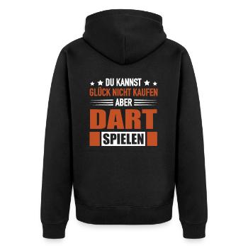 Dartspieler Glück Kaufen Dart Darten Verein - Unisex Premium Bio Zip Hoodie - Schwarz - Hinten - Nico (187cm)
