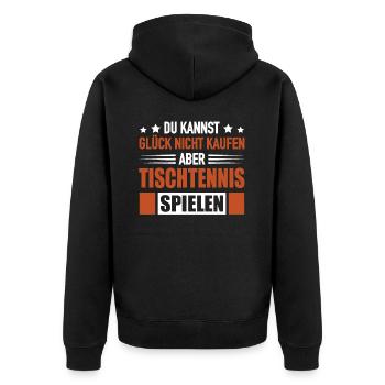 Tischtennisspieler Glück Kaufen Tischtennis - Unisex Premium Bio Zip Hoodie - Schwarz - Hinten - Nico (187cm)