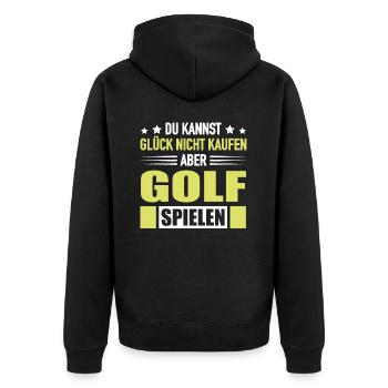 Golfspieler Glück Kaufen Golf Spielen - Unisex Premium Bio Zip Hoodie - Schwarz - Hinten - Nico (187cm)
