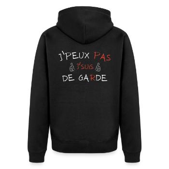 j'peux pas j'suis de garde - Veste à capuche bio Premium Unisexe - noir - Dos - Nico (187cm)