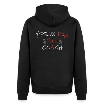 I can't I'm a Coach - Unisex Premium Organic Zip Hoodie - black - Back - Nico (187cm)