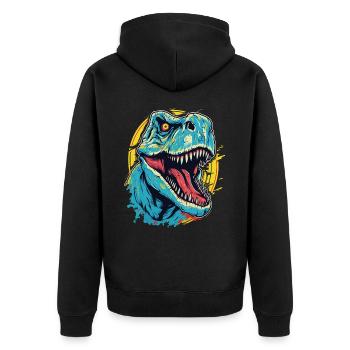 T-Rex Dinosaur Dino Tyrannosaurus Rex Vintage - Unisex Premium Organic Zip Hoodie - black - Back - Nico (187cm)