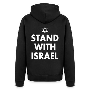 Stand with israel - Unisex Premium Bio Zip Hoodie - Schwarz - Hinten - Nico (187cm)