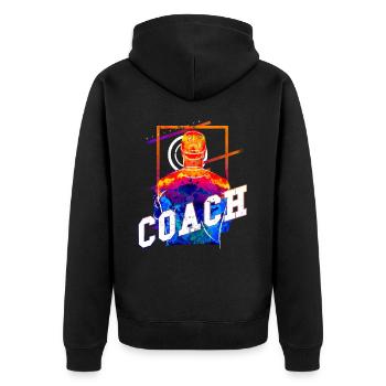 Trainer Coach Trainieren Training Sport Team - Unisex Premium Bio Zip Hoodie - Schwarz - Hinten - Nico (187cm)