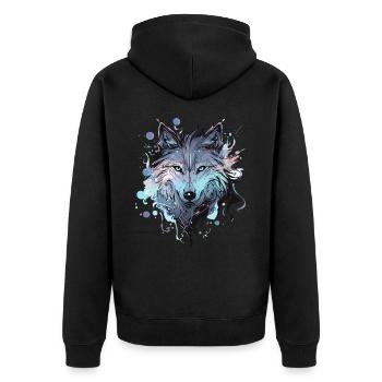 Loup loup tête mystique Nature sauvage sauvage Art - Veste à capuche bio Premium Unisexe - noir - Dos - Nico (187cm)
