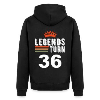 Legends turn 36, 36 birthday - Unisex Premium Organic Zip Hoodie - black - Back - Nico (187cm)