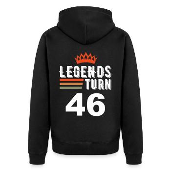 Legends turn 46, 46 birthday - Unisex Premium Organic Zip Hoodie - black - Back - Nico (187cm)