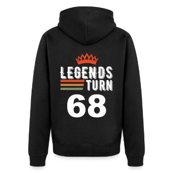 Legenden werden 68, 68 Geburtstag - Unisex Premium Bio Zip Hoodie - Schwarz - Hinten - Nico (187cm)