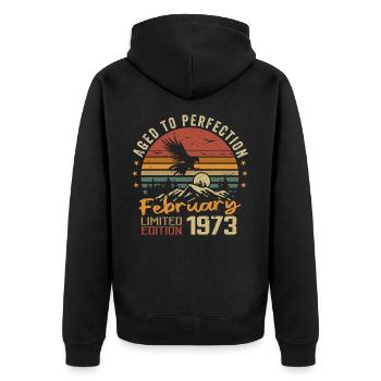Born in February 1973 Birthday 1973 February - Unisex Premium Organic Zip Hoodie - black - Back - Nico (187cm)