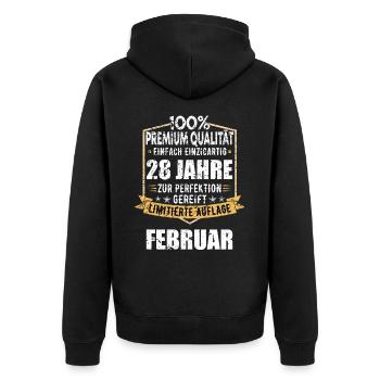 28th Birthday FEBRUARY Vintage 1996 Gift Idea - Unisex Premium Organic Zip Hoodie - black - Back - Nico (187cm)
