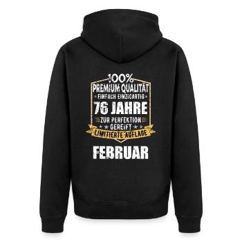 76e anniversaire février Vintage 1948 idée cadeau - Veste à capuche bio Premium Unisexe - noir - Dos - Nico (187cm)
