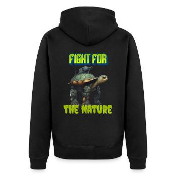 Fight for the Nature - Unisex Premium Organic Zip Hoodie - black - Back - Nico (187cm)