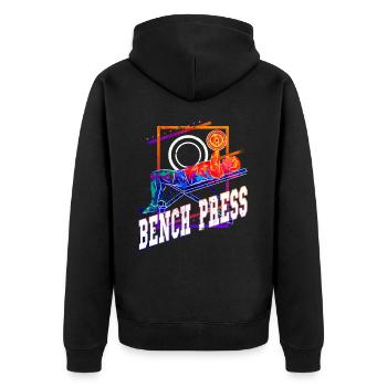 Bench Press Weightlifting Weight Training Fitness Strong - Unisex Premium Organic Zip Hoodie - black - Back - Nico (187cm)