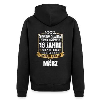 18e anniversaire mars Vintage 2006 idée cadeau - Veste à capuche bio Premium Unisexe - noir - Dos - Nico (187cm)