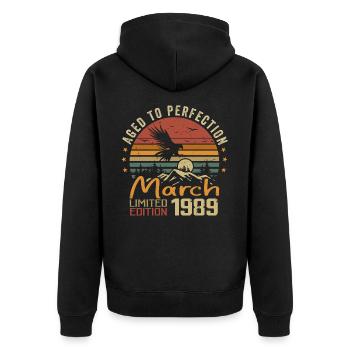 Les Légendes Sont Nées en Mars 1989 Vintage Retro - Veste à capuche bio Premium Unisexe - noir - Dos - Nico (187cm)