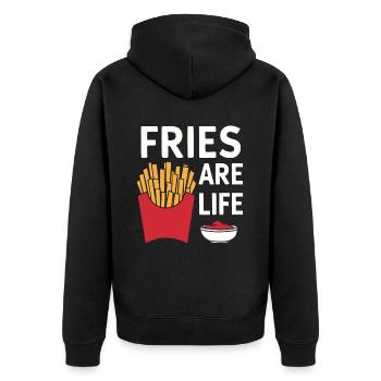 Funny Fast Food Fries Design Fries Are Life - Unisex Premium Organic Zip Hoodie - black - Back - Nico (187cm)
