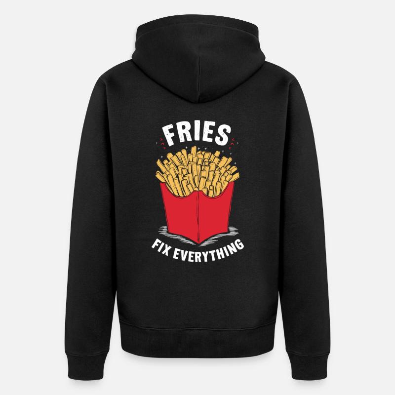 Fries Fix Everything - Unisex Premium Bio Zip Hoodie - Schwarz